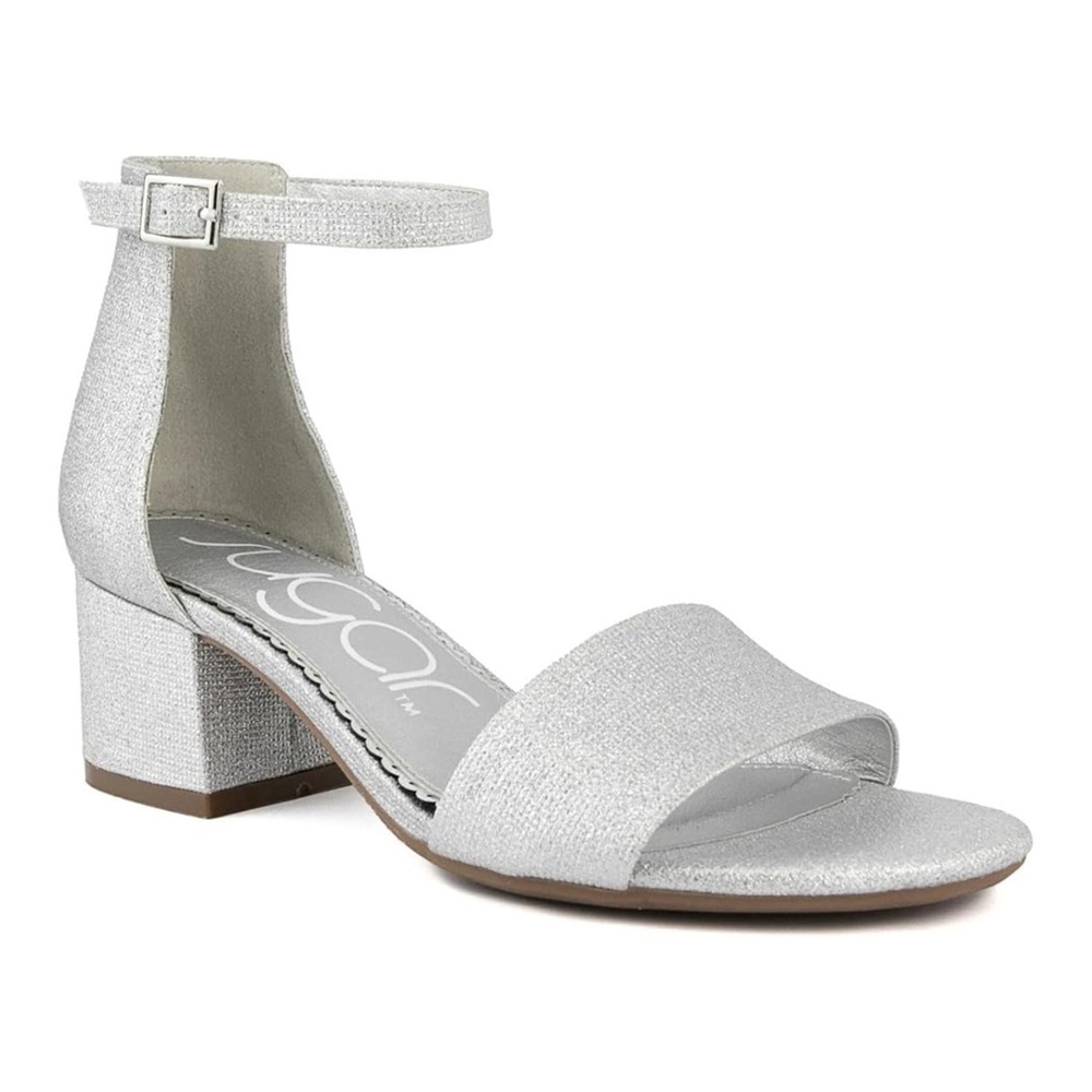 Sugar | Silver Ankle Strap Heels